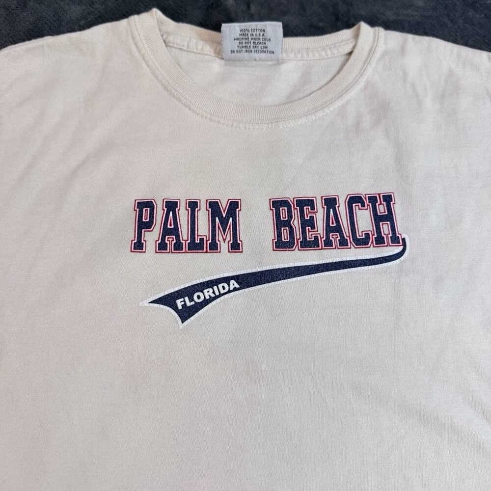 Vtg Ran Tees Women's Palm Beach FL T-Shirt Sz L Peach Made in USA Used Retro - Picture 9 of 10